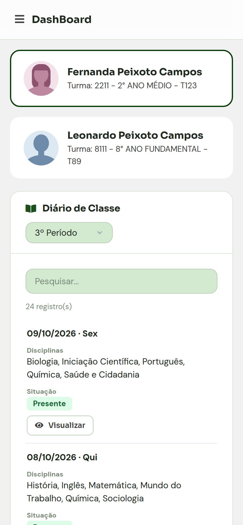 Diário de classe no celular